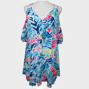 Lilly Pulitzer Bellamie Dress Small Serene Blue Tippy Top Off Shoulder